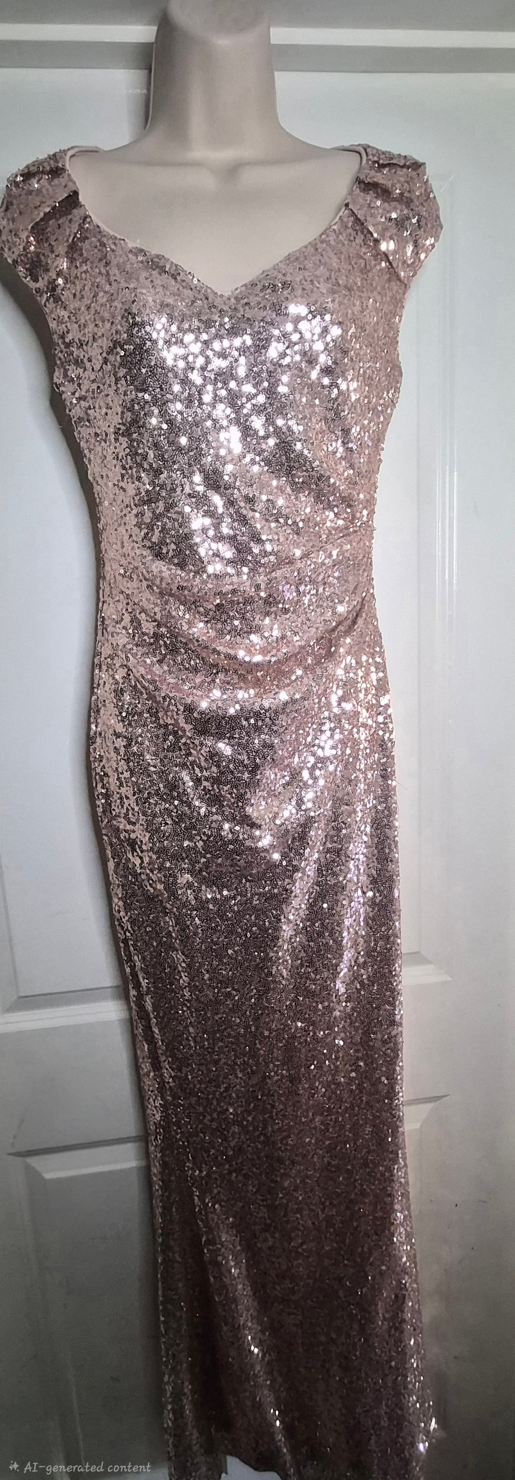 Cap sleeve sequin maxi dress. Champagne