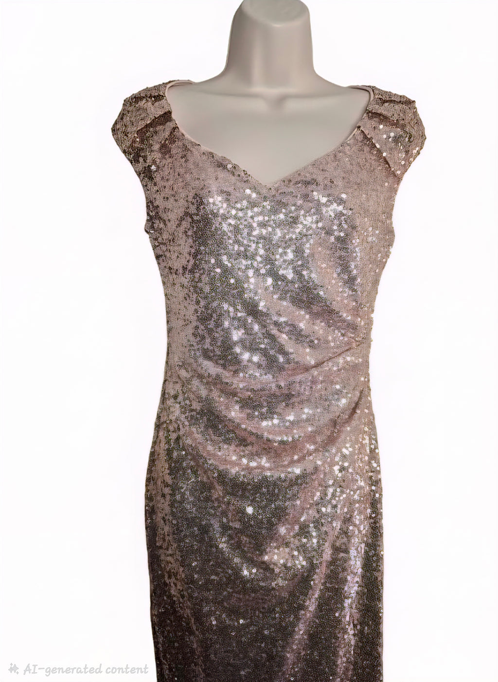Cap sleeve sequin maxi dress. Champagne