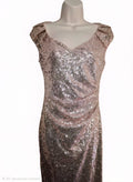 Cap sleeve sequin maxi dress. Champagne