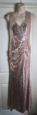 Champagne mid ruffle sequin maxi dress