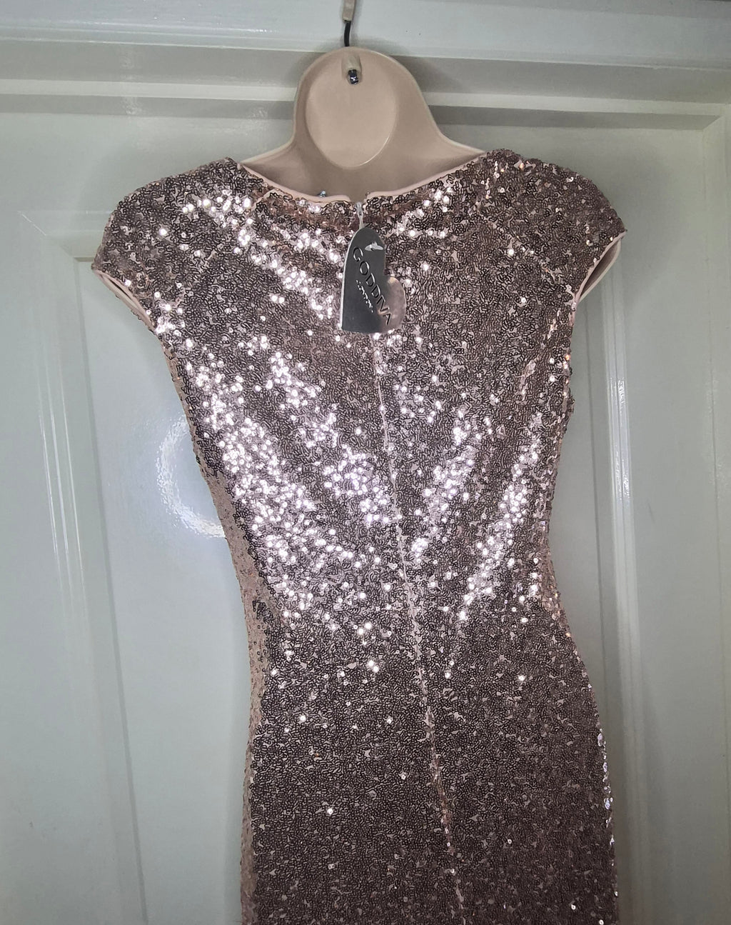 Champagne mid ruffle sequin maxi dress