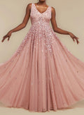Goddiva sunray hand embellished sequin A-line sleeveless maxi dress