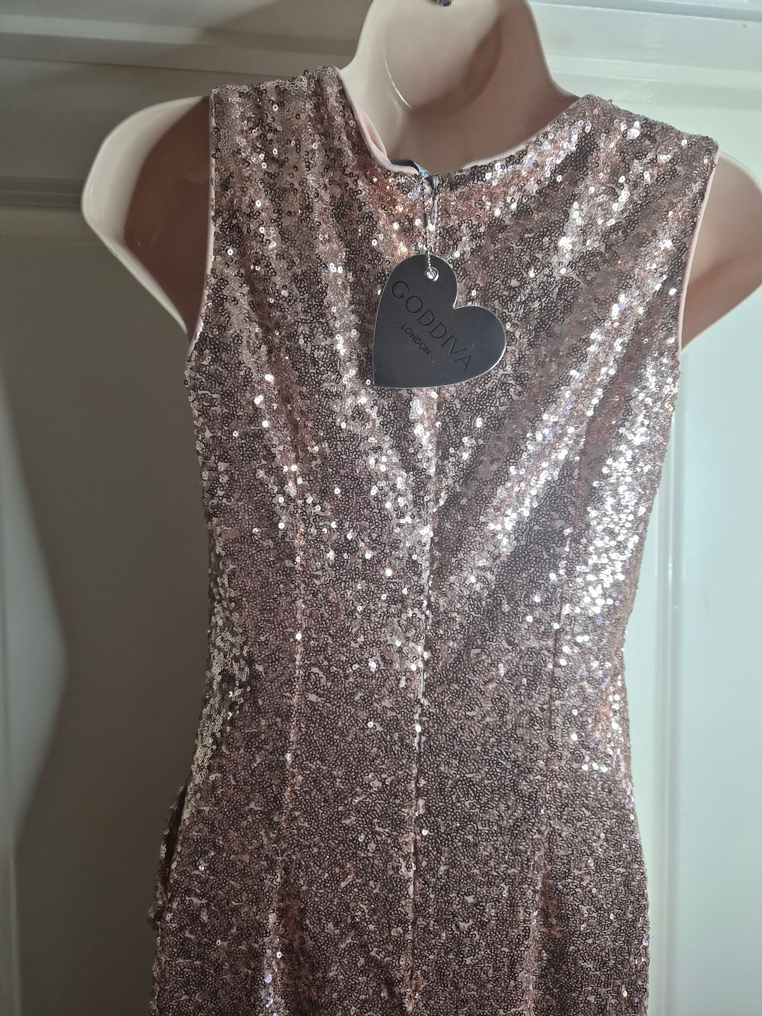 Cap sleeve sequin maxi dress. Champagne