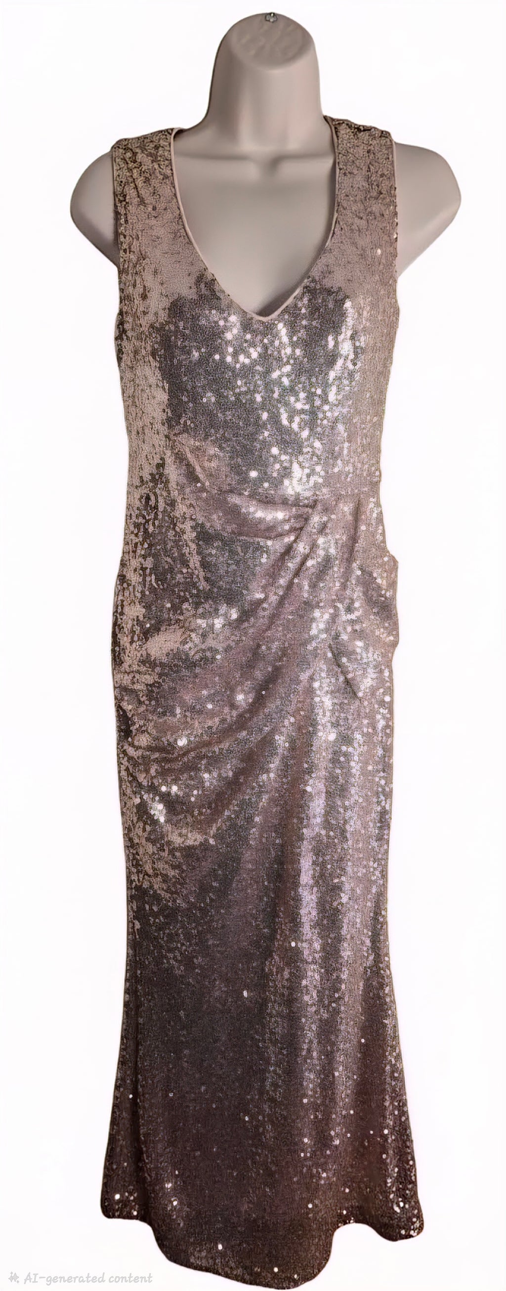 Champagne mid ruffle sequin maxi dress