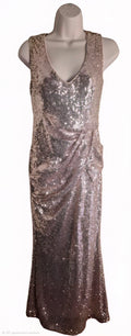 Champagne mid ruffle sequin maxi dress