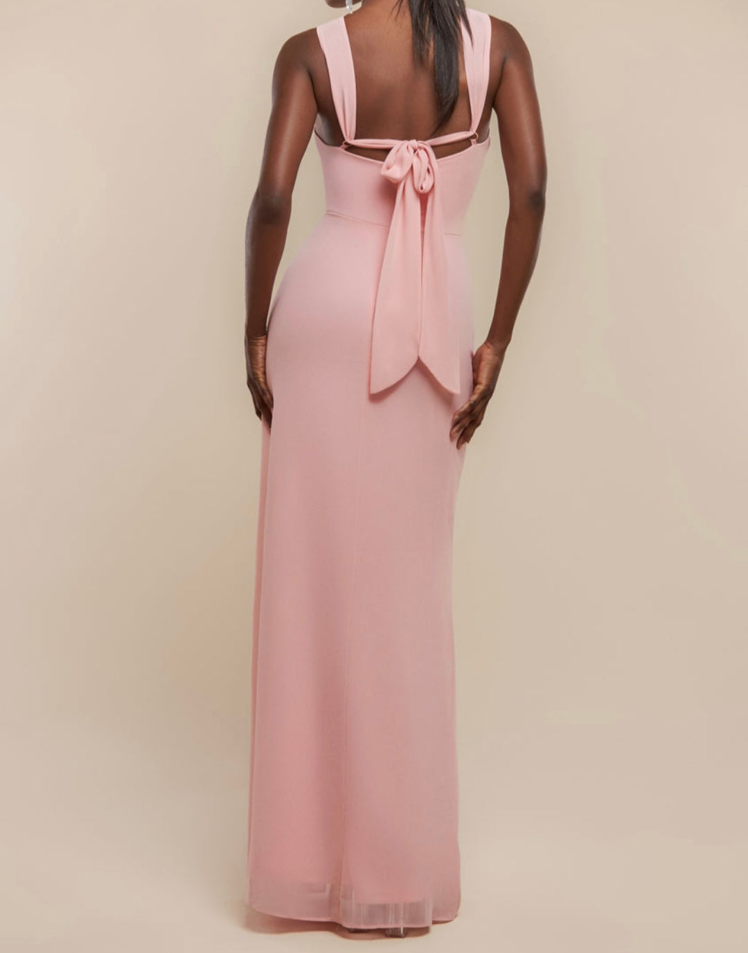 Goddiva Halterneck Thigh Split Chiffon Maxi Dress