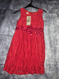 Girls red bow detail dress