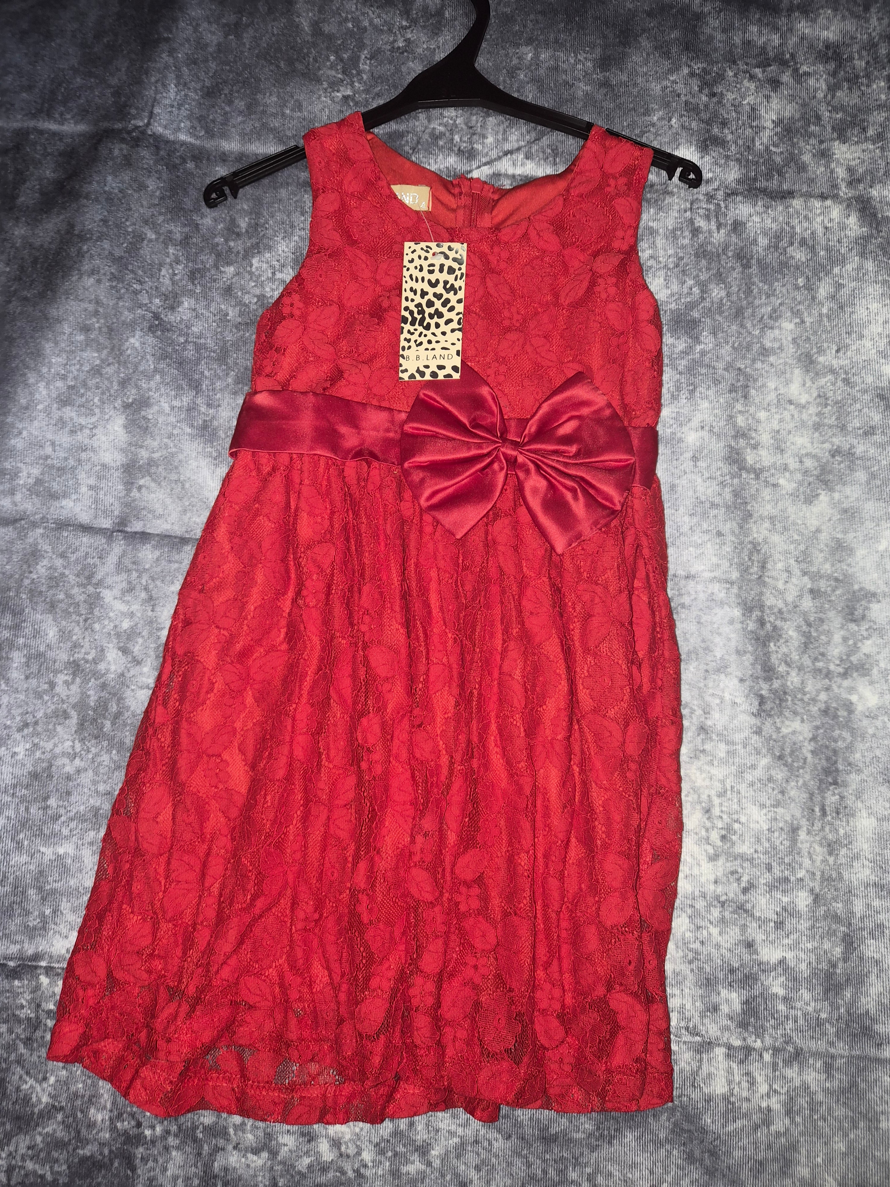 Girls red bow detail dress