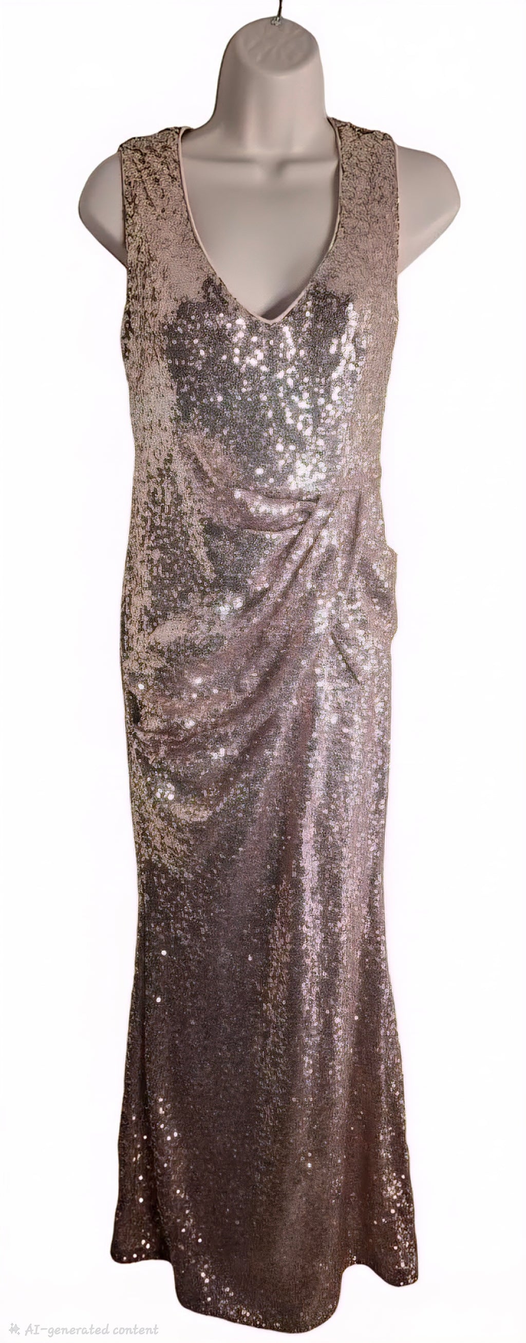 Champagne mid ruffle sequin maxi dress