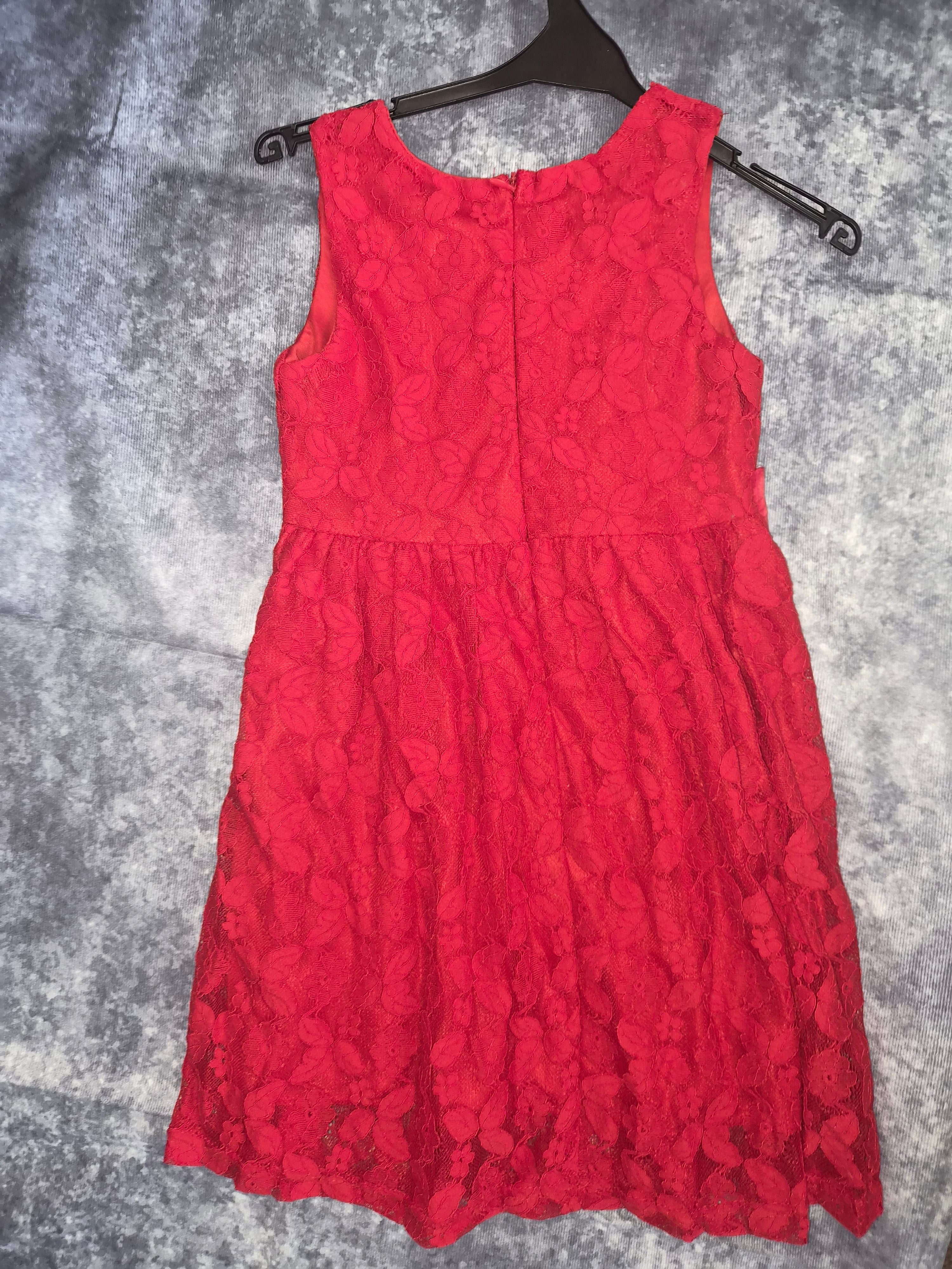 Girls red bow detail dress